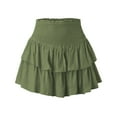 thumbnail image 1 of Sngxgn Women's High Waisted A-Line Wrap Skirt Mini Skirt(Green,L), 1 of 4