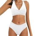 thumbnail image 1 of Sngxgn Womens High Waisted Bathing Suits Sexy V Neck Bikini Sets High Cut Two Piece Swimsuits(White,M), 1 of 5