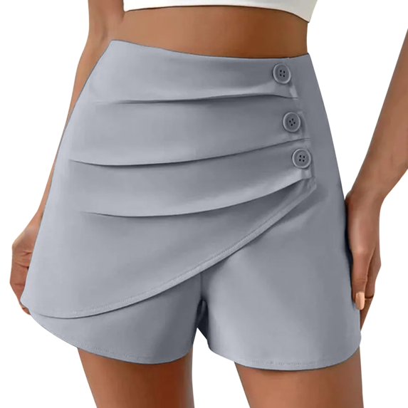 Sngxgn Women's High Waisted Casual Shorts Ripped Hem Frayed Distressed Short Casual(Grey,S)