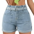 thumbnail image 1 of Sngxgn Women's High Waisted Jean Shorts Casual Raw Hem Zip up Denim Shorts with Pockets(Blue,XXL), 1 of 7