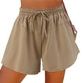 thumbnail image 1 of Sngxgn Women's High Waisted Shorts with Pockets Workout Long Shorts for Women(Brown,XL), 1 of 5