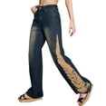thumbnail image 1 of Sngxgn Women's Jeans Stretchy Ripped Distressed Denim Pants(Dark Blue,L), 1 of 4