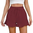 thumbnail image 1 of Sngxgn Women's Jersey Pocket Shorts, Drawstring Cotton Jersey Shorts(Wine,M), 1 of 8