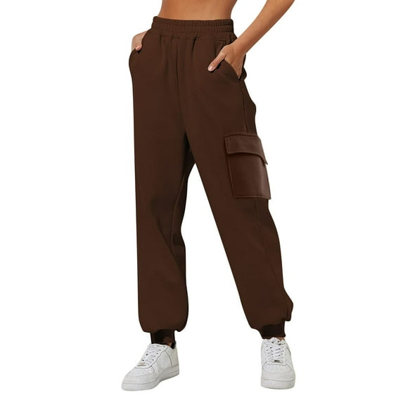 Sngxgn Women's Joggers Pants Lightweight Running with Pockets Casual Pants for Workout(Brown,XXL)