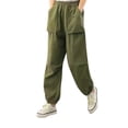 thumbnail image 1 of Sngxgn Women's Juniors Baggy Cargo Pants Low Waist Straight Wide Leg Vintage Trousers Streetwear(Green,M), 1 of 6