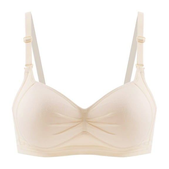 Sngxgn Women's Lace Bra Non Padded Underwire Unlined Bra Full Coverage Lace Bralette(Beige,32)