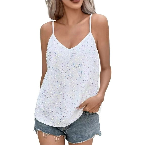 Sngxgn Women's Lace Tank Tops V Neck Camisole Soft Spaghetti Strap Cami Tops Loose Pajama Tops(White,M)
