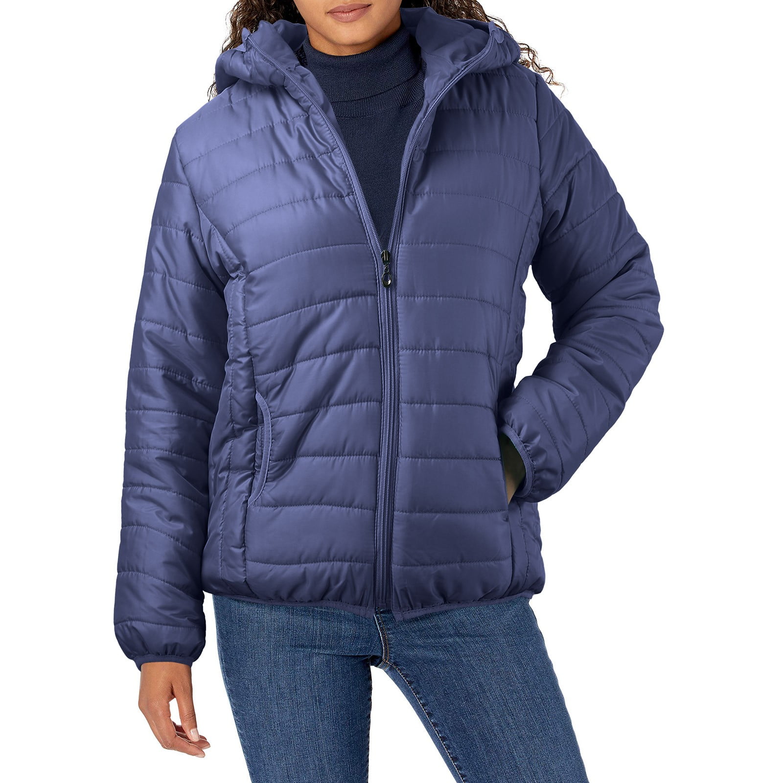 Sngxgn Women's Lightweight Puffer Coat Long Sleeve Full Zipper