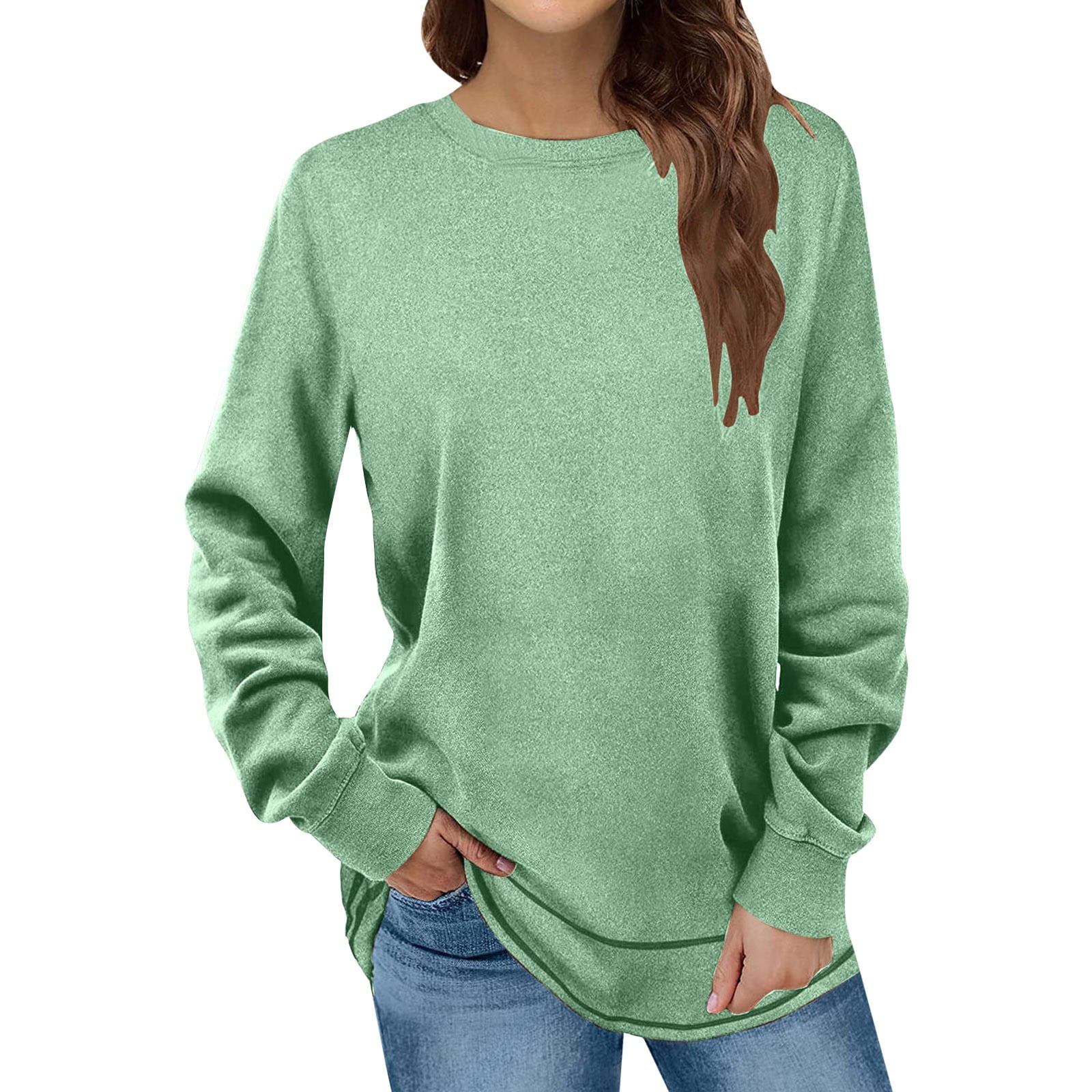 Sngxgn Women's Long Sleeve Sweatshirts Crewneck Zip up Rib Knit