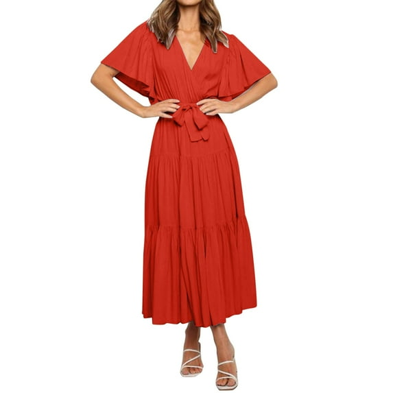 Sngxgn Women's Lounge Slip Long Dress Elegant Sleeveless Ribbed Bodycon Maxi Dresses(Orange,M)