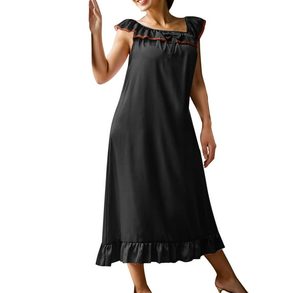 Sngxgn Women's Nightgowns Long Sleeveless Night gown with Pockets Soft Ladies Nightdress(J,One Size)