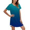 thumbnail image 1 of Sngxgn Women's Nightshirt Short Sleeve Button up Nightgown V-Neck Sleepwear Pajama Dress(Blue,S), 1 of 6