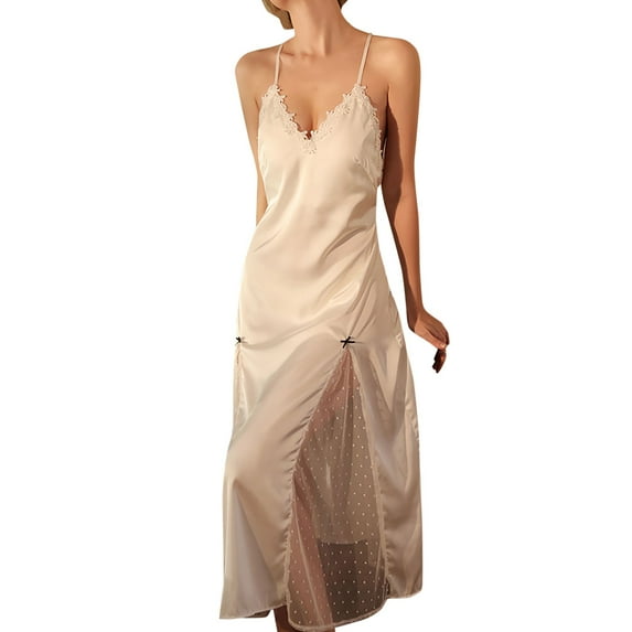 Sngxgn Women's Nightshirt Short Sleeve Soft Nightgown Sleep Dress(White,L)