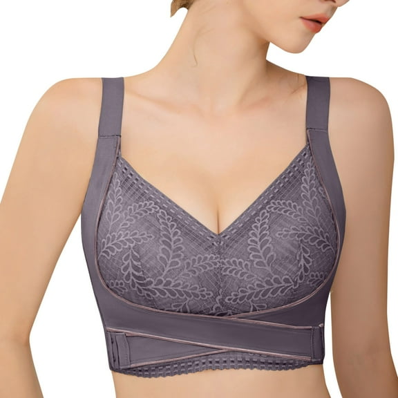 Sngxgn Women's No Side Effects Underarm-Smoothing Comfort Wireless Lightly Lined T-Shirt Bra(Grey,34)