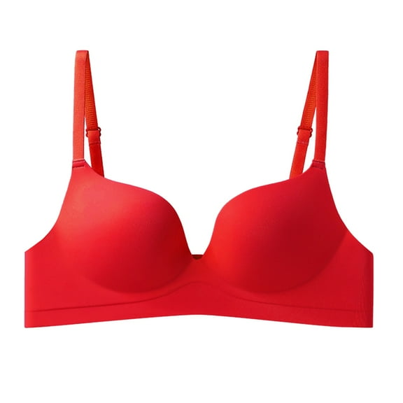 Sngxgn Women's No Side Effects Underarm-Smoothing Comfort Wireless Lightly Lined T-Shirt Bra(Red,36)