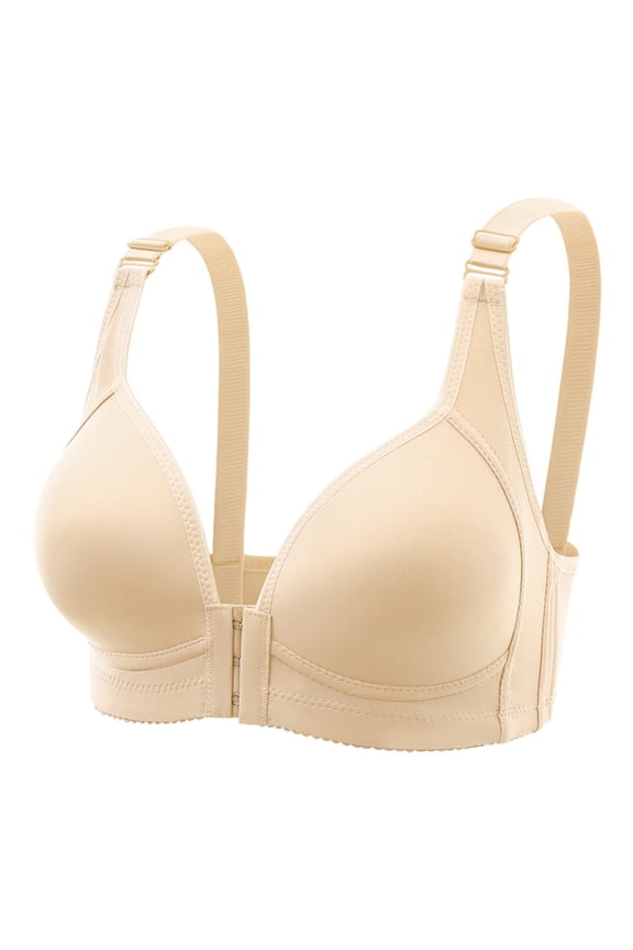 Women's No Side Effects Underarm and Back-Smoothing Comfort Wireless Lightly Lined T-Shirt Bra(Beige,XL)