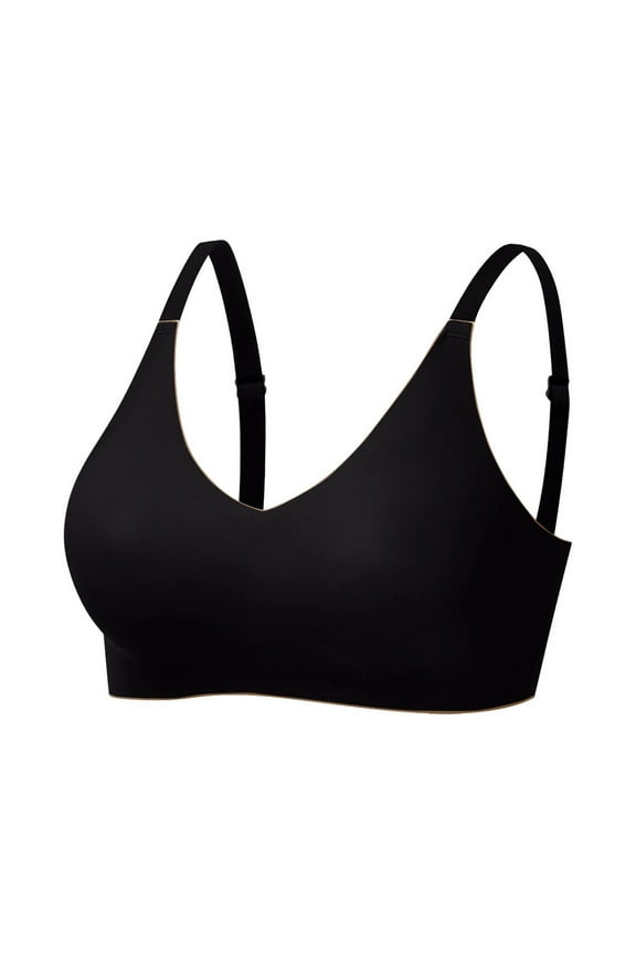 Women's No Side Effects Underarm and Back-Smoothing Comfort Wireless Lightly Lined T-Shirt Bra(Black,XXL)