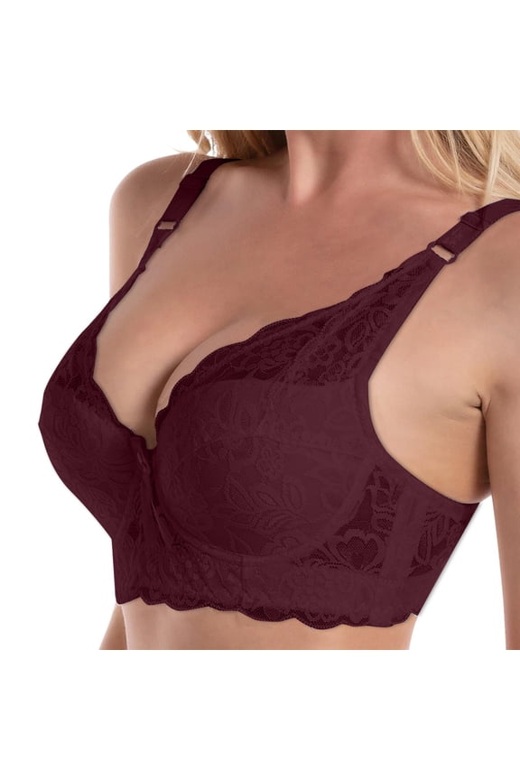 Women's No Side Effects Underarm and Back-Smoothing Comfort Wireless T-Shirt Bra(Red,36)