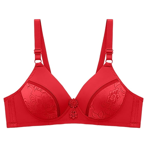 Sngxgn Women's No Side Effects Underarm and Back-Smoothing Comfort Wireless T-Shirt Bra(Red,40)