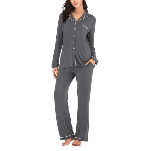 Sngxgn Women’s Outfits Short Sleeve Pullover and Long Pants Pajama Lounge Sets(Grey,S)