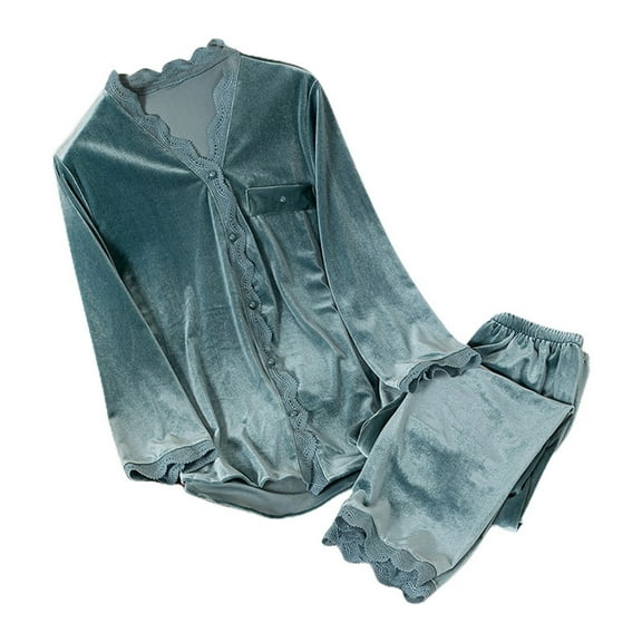 Sngxgn Women's Pajama Long Sleeve Shirt and Pajama Set, Women's Sleepwear(Mint Green,XXL)