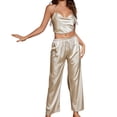 thumbnail image 1 of Sngxgn Women’s Pajama Set Soft Short & Long Sleeve Top With Pants(Khaki,XL), 1 of 5