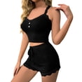 thumbnail image 1 of Sngxgn Women's Pajama Sets Print Short Sleeve Sleepwear Top and Pants Loungewear with Pockets(Black,M), 1 of 5