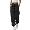 thumbnail image 1 of Sngxgn Women's Pants Casual Trouser Pants Elastic Waist Slim Pockets(Black,L), 1 of 7