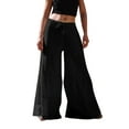 thumbnail image 1 of Sngxgn Women's Pants Stretchy Work Slacks Business Casual Straight Leg Pull on Trousers with Pockets(Black,L), 1 of 6
