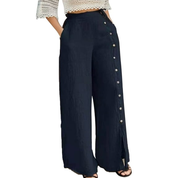 Sngxgn Women's Pants with Pockets High Waisted Stretch Pants for Women Travel Work Casual(Blue,M)