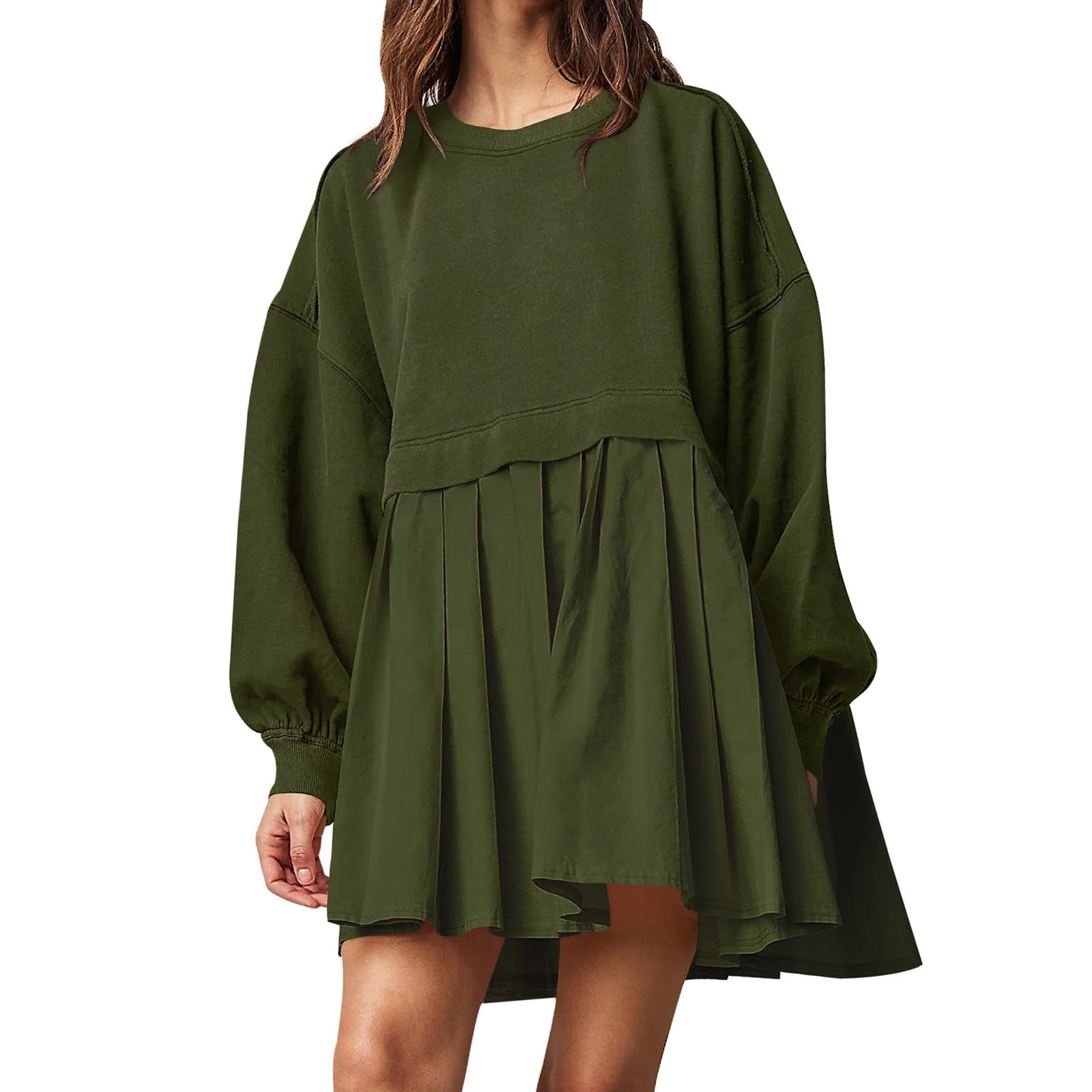 asos design super oversized frill sleeve smock dress ASOS DESIGN Petite super oversized frill sleeve smock dress in blue