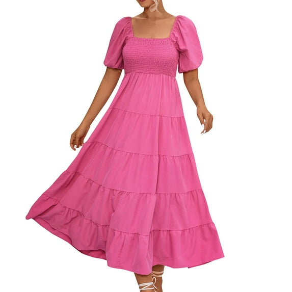 Sngxgn Women's Pencil Dress Office Work Dresses Party(Hot Pink,L)