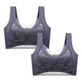 thumbnail image 1 of Sngxgn Women's Pure Comfort Wireless Lace Longline Bralette(Grey,6L), 1 of 3
