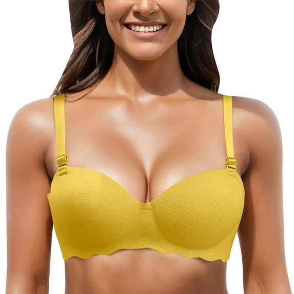 Sngxgn Women's Pure Comfort Wireless Lace Longline Bralette(Yellow,B/34/75AB)