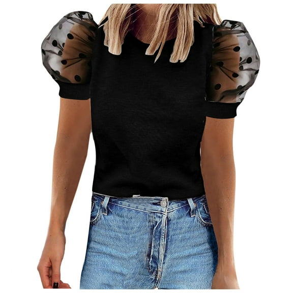 Sngxgn Women's Relaxed-Fit Lightweight Crewneck T-Shirt(Black,L)