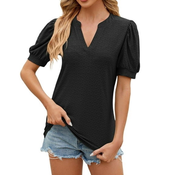 Sngxgn Women's Relaxed-Fit Lightweight Crewneck T-Shirt(Black,XXL)