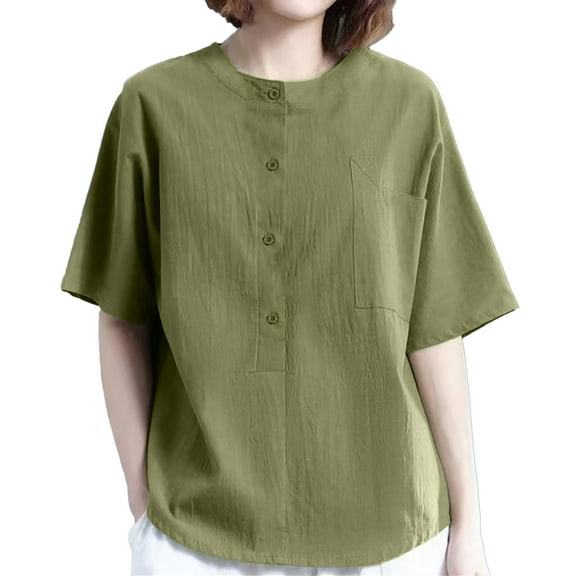 Sngxgn Women's Relaxed-Fit Short-Sleeve Scoopneck Tee(Green,L)