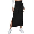 thumbnail image 1 of Sngxgn Women's Ribbed Bodycon Skirt Elastic High Waist Pencil Short Mini Skirt(Black,XL), 1 of 4