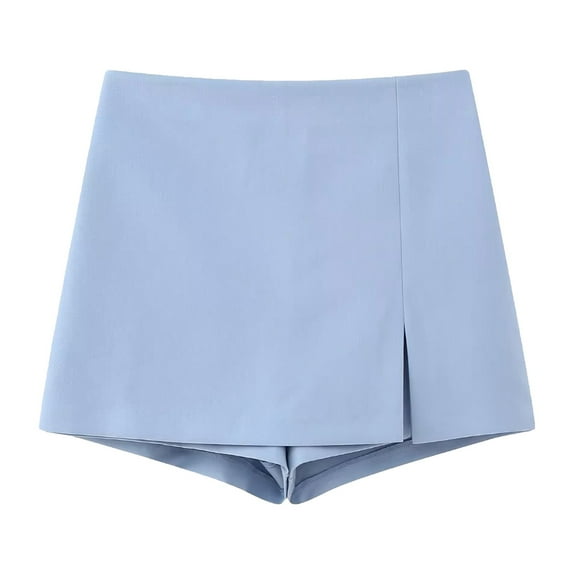 Sngxgn Women's Ribbed Bodycon Skirt Elastic High Waist Pencil Short Mini Skirt(Blue,L)