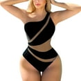 thumbnail image 1 of Sngxgn Women's Ribbed Swimsuit Tie Side Bathing Suits Ladies Swimwear(Black,S), 1 of 8
