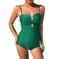 thumbnail image 1 of Sngxgn Women's Ribbed Swimsuit Tie Side Bathing Suits Ladies Swimwear(Green,M), 1 of 4