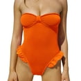 thumbnail image 1 of Sngxgn Women's Ribbed Swimsuit Tie Side Bathing Suits Ladies Swimwear(Orange,M), 1 of 7