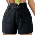 thumbnail image 1 of Sngxgn Women's Ripped High Waisted Denim Shorts Stretchy Hem Jean Shorts(Black,L), 1 of 4