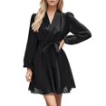 thumbnail image 1 of Sngxgn Women's Ruched Bodycon Dress Long Sleeve Front Drape Crew Neck Midi Dress(Black,S), 1 of 9