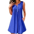 thumbnail image 1 of Sngxgn Women's Ruffle Hem Sleeveless Tank Dress Round Neck Casual Summer Mini Dresses(Dark Blue,S), 1 of 4