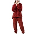thumbnail image 1 of Sngxgn Women's Ruffled Pajama Sets Shorts Sets Sleepwear(Red,M), 1 of 7