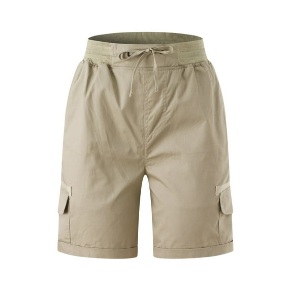 Sngxgn Women's Running Shorts Elastic High Waisted Shorts Pocket Sporty Workout Shorts Gym Shorts(Beige,XL)