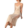 thumbnail image 1 of Sngxgn Women's Satin Nightgown Short Sleeve Silk Sleepshirt V Neck Sleepwear Loose Nightshirt(White,S), 1 of 5