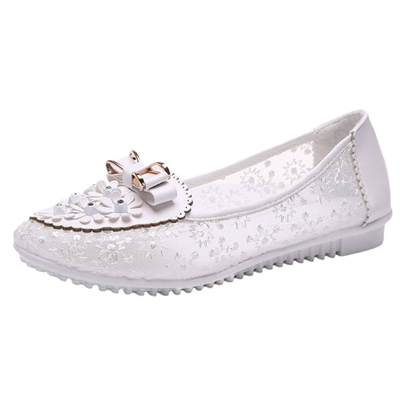 Sngxgn Women's Shoes Comfy Fashion Slip on Work Flats Casual Walking Shoes(White,39)