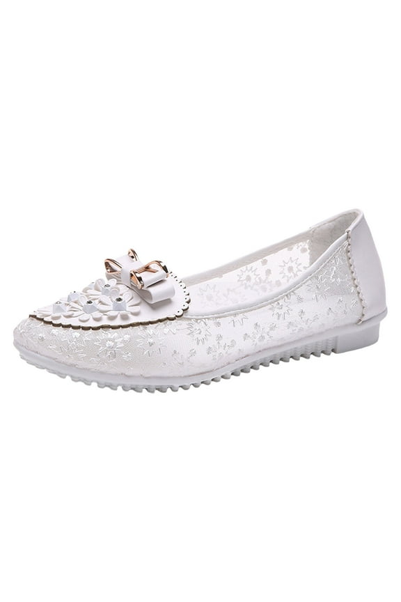 Women's Shoes Comfy Fashion Slip on Work Flats Casual Walking Shoes(White,39)